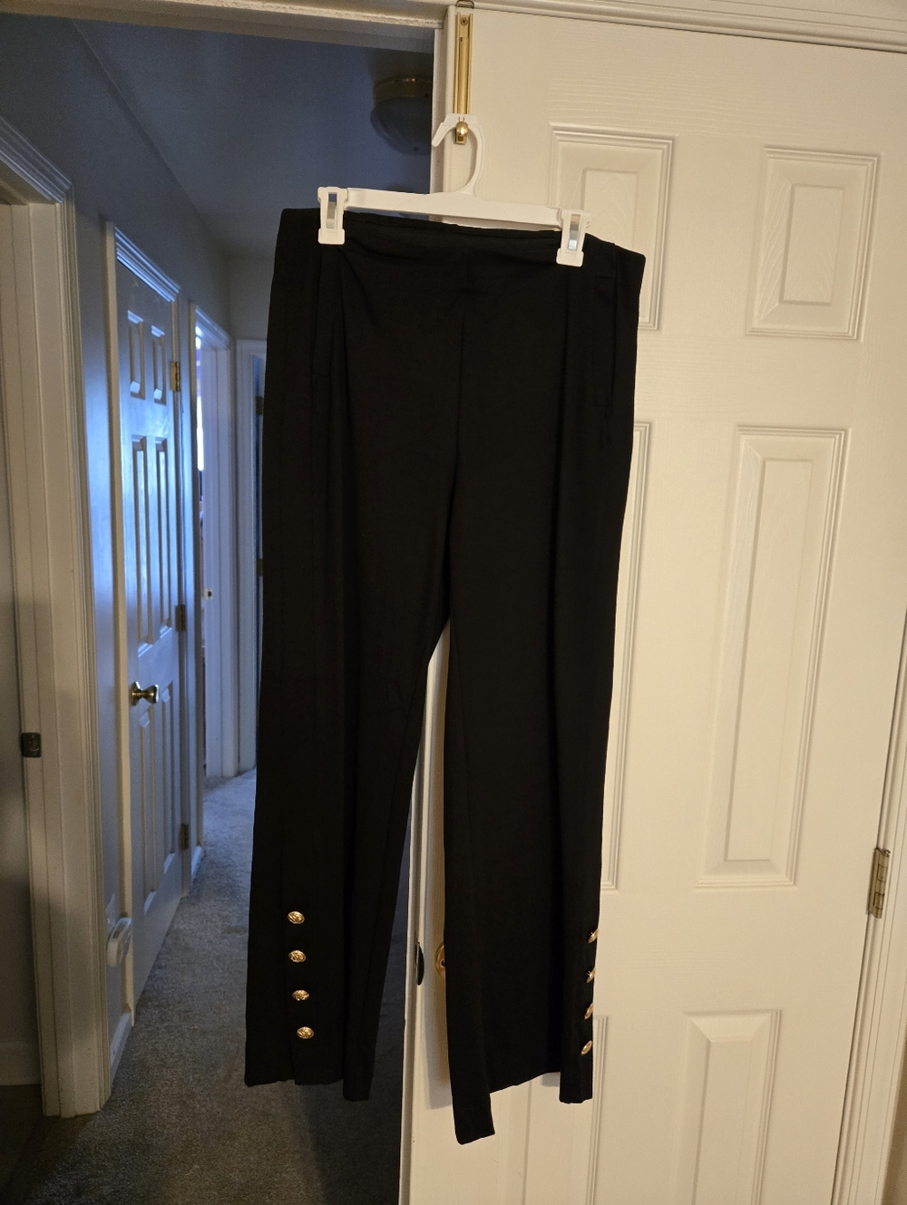 Dear Scarlett Black Women's Wide-Leg Pants with Gold Button Accents